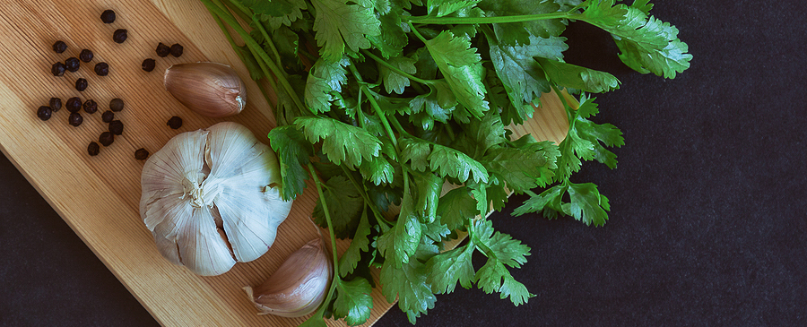 cilantro leaves with garlic to lower blood pressure
