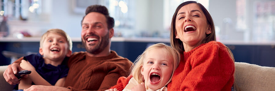 Family laughing together